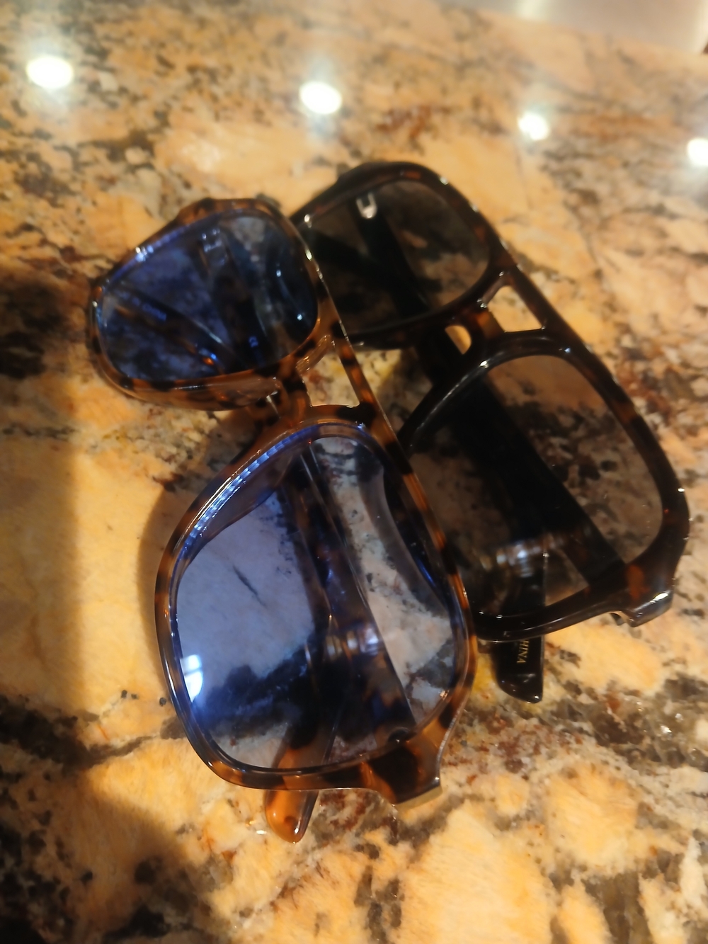 2 Pair Aviator Polycarb Allure Genisis Sunglasses with Blue & Black Lenses
